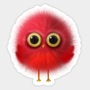 Cute Red Fuzzy Bird Sticker